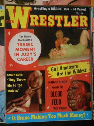 6 Vintage 1960 ' s Bloody Gory Cover Wrestling Magazines 5