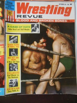 6 Vintage 1960 ' s Bloody Gory Cover Wrestling Magazines 6