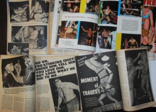 6 Vintage 1960 ' s Bloody Gory Cover Wrestling Magazines 8