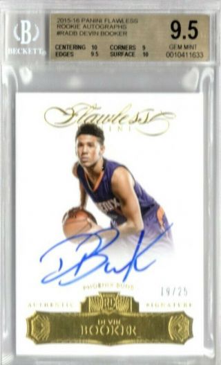 Devin Booker 19/25 2015 - 16 Panini Flawless Rookie Autographs Bgs 9.  5 Auto 10