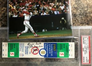 1985 Nlcs Game 5 Full Ticket Ozzie Smith " Go Crazy Folks " Auto Signed Walkoff