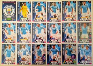 Match Attax Uefa Champions League 2018/19 Full Set Of All 18 Manchester City