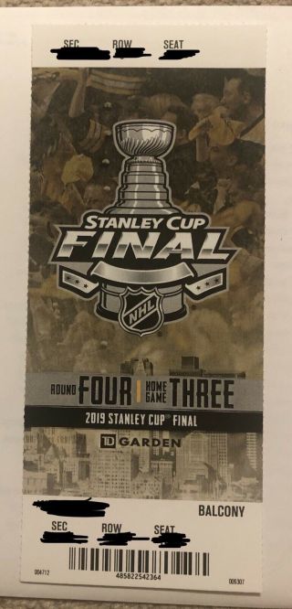 2019 Nhl Stanley Cup Final Boston Bruins St Louis Blues Game 3 Ticket Stub 6/1