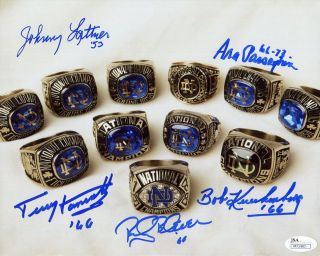 Notre Dame Legends Hand Signed 8x10 Rings Photo Lattner,  Bleier,  Ara,  2 Jsa