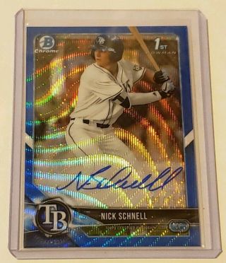 2018 Bowman Chrome Blue Wave Refractor Nick Schnell Auto 92/150
