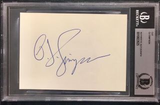 Oj O J Simpson Autograph Signed Index Card Cut Signature Beckett Bas Bgs Auto