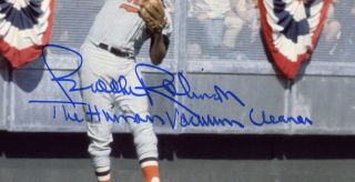BROOKS ROBINSON SIGNED 11x14 PHOTO,  THE HUMAN VACUUM CLEANER ORIOLES BECKETT BAS 2