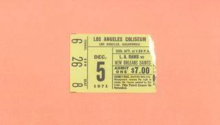 Orleans Saints At Los Angeles Rams 12 - 5 - 1971 Nfl Ticket Topps Archie Manning