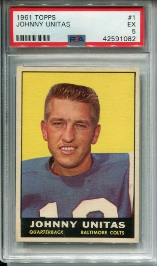 1961 Topps 1 Johnny Unitas Psa 5 Ex Baltimore Colts