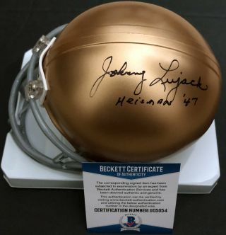 Johnny Lujack Signed Notre Dame Mini Helmet Beckett Authentic Autograph