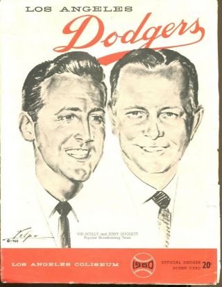 1960 Los Angeles Dodgers Program Scorecard Missing Vin Scully 54080
