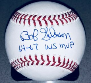 Bob Gibson Hof Autographed Cardinals " 64 - 67 Ws Mvp " Signed Mlb Baseball Jsa