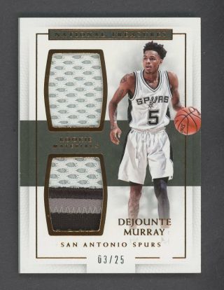 2016 - 17 National Treasures Dejounte Murray Rc Rookie Jersey Patch 3/25 Spurs