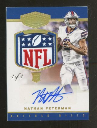 2017 Plates & Patches Nathan Peterman Rpa Rc Nfl Shield Logo Patch Auto 1/1