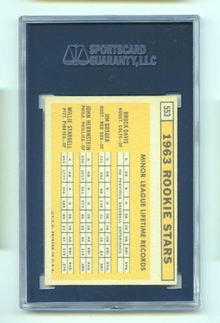 1963 Topps Willie Stargell 553 Baseball Card SGC EX,  5.  5 (Evans) 2