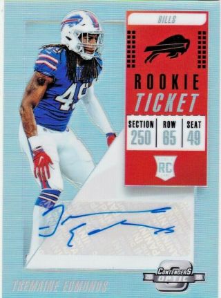 Tremaine Edmunds Buffalo Bills 2018 Contenders Optic Rookie Ticket 148 Auto Rc