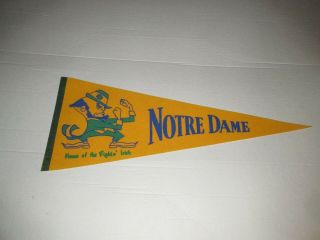 Vintage Notre Dame Fighting Irish Felt Pennant Ncaa Football Basketball Alumni