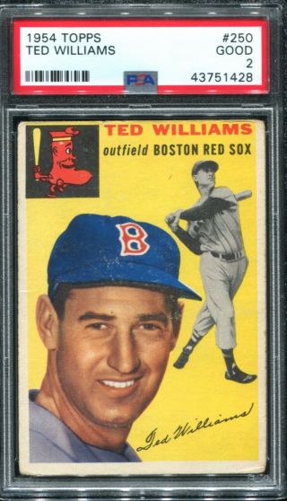 1954 Topps 250 Ted Williams Psa 2 Good Boston Red Sox