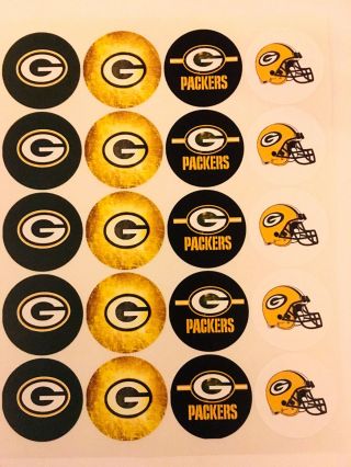 Set Of 100 - 2 " Green Bay Packers Adhesive Stickers.  Make Birthday Cupcake Toppers