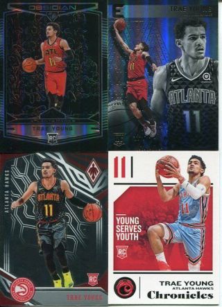 (4) 2018 - 19 Panini Chronicles Rc Trae Young,  Obsidian,  Essentials,  Phoenix