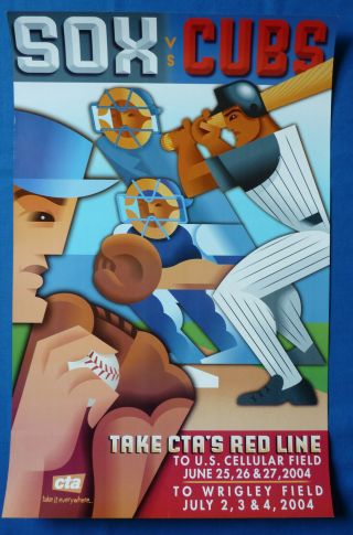 2004 Chicago CTA Red Line Train Poster Baseball White Sox Cubs Crosstown Series 5