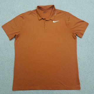 Nike Golf Polo Shirt Adult Xl Dri Fit Orange White Swoosh Texas Longhorns Mens