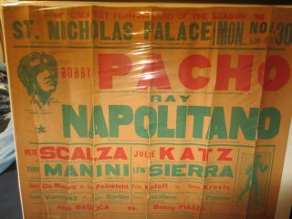 Onsite 11/30/1936 Cardboard Poster Bobby Pacho Vs Napolitano - St.  Nicholas - 22 " X27