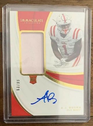 A.  J.  Brown 2019 Panini Immaculate Rookie Patch Signature Auto Rpa 63/99
