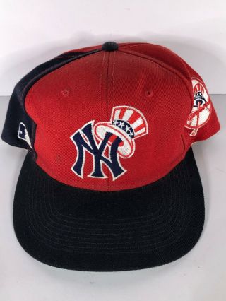 Vintage York Yankees Sports Specialties Snapback Hat Red Blue Scriptbaseball