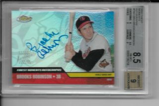 2002 Topps Finest Brooks Robinson Autograph Card Graded 8.  5 With Auto 9 By Bgs
