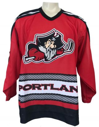Portland Pirates Mens Reebok Team Issued Red Hockey Ahl Sewn Jersey Size Large L