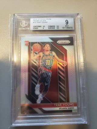 2018 - 19 Panini Prizm Trae Young Silver Rookie Refractor Rc Bgs 9 W/ 2 9.  5s