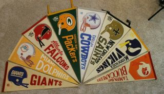 8 Assorted NFL Full Size Football Pennant Memorabilia Giants Packers Cowboys 2