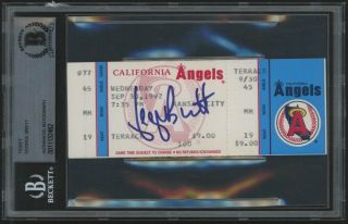 George Brett Autographed 3000 Hit Full Ticket Beckett Bas Authentic 30 Sept 1992