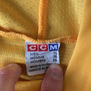 Vintage Blank Yellow Air Knit CCM Hockey Jersey XL 5