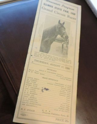 1950 Illinois State Fair Souvenir Program Grand Circuit Horse Races
