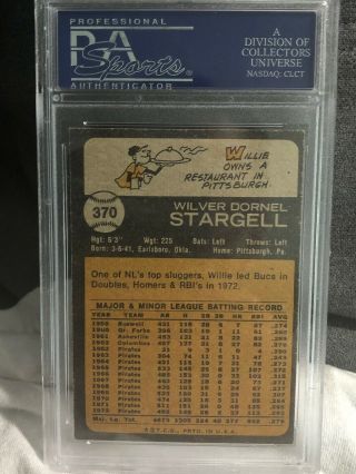 1973 Topps Willie Stargell PSA 7 NM Pittsburgh Pirates 370 HOF Baseball Card 2