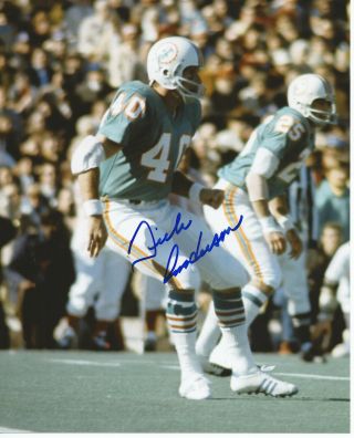 Dick Anderson Autographed Signed 8 " X 10 " Photo Miami Dolphins Football