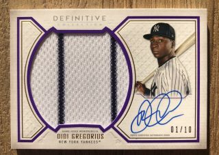 2019 Topps Definitive Didi Gregorius Game Jersey On Card Auto 1/10 Yankees