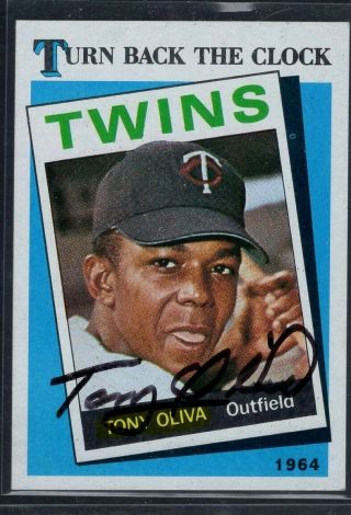 Tony Oliva 1989 Topps Turn Back The Clock Hand - Signed Auto Minnesota Twins