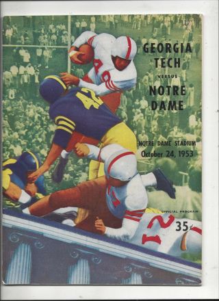 10/24/1953 Georgia Tech Vs.  Notre Dame Football Program Near (see Scan)
