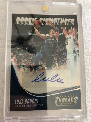 2018 - 19 Panini Threads Luka Doncic Rookie Signatures Auto 70/105,  Bonus RC Card 2