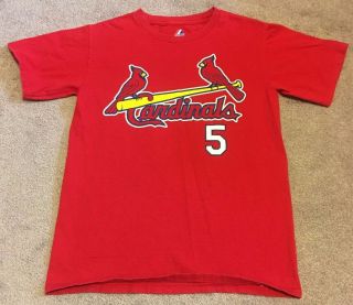 St.  Louis Cardinals 5 Pujols Majestic Red Graphic T - Shirt Men 