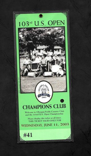 2003 U.  S.  Open Golf Championship Admission Ticket Jim Furyk Winner Olympia Field