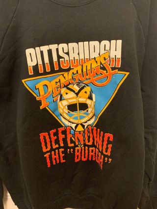 Vintage Pittsburgh Penguins Sweatshirt XL Made In The USA Goalie Mask Burgh PA 2