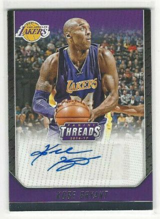 2016 - 17 Panini Threads Basketball No.  19 Kobe Bryant Signed Auto Card Lakers