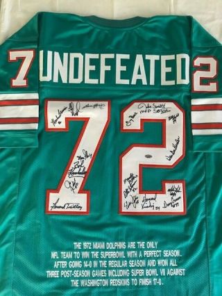 1972 Miami Dolphins Team Signed Autograph Undefeated Jersey 17 Signatures Leaf