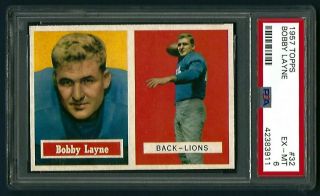 1957 Topps Football Bobby Layne 32 Psa 6 Ex - Mt Detroit Lions Hof