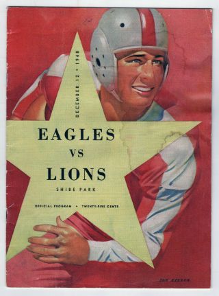 1948 Philadelphia Eagles Detroit Lions Nfl Football Program Shibe Park Van Buren