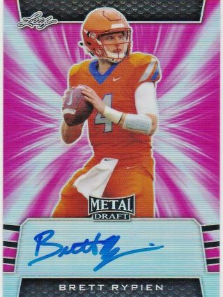 Brett Rypien Denver Broncos Boise State 2019 Leaf Metal Draft Pink Auto Rc /20
